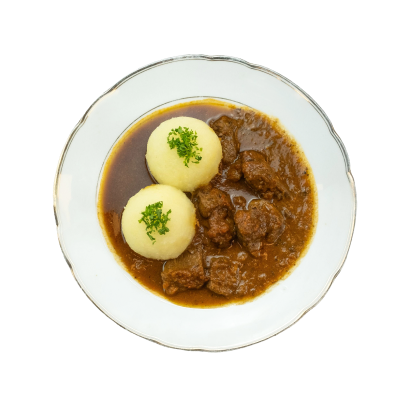 Rinderschmorgulasch mit Klößen